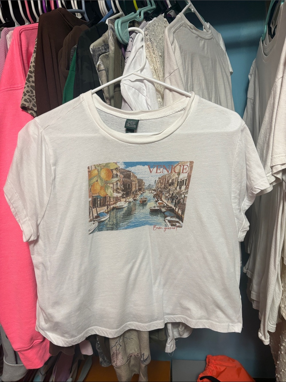 wild fable White Venice Canal Graphic Crop Top